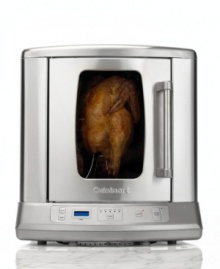 Tender roasts, moist poultry and succulent kebabs – these are just a few meals you can make by taking food for a spin in Cuisinart's countertop rotisserie. As the meat revolves, it bastes in its own juices, helping you achieve mouthwatering results with minimal effort. Three-year limited warranty. Model CVR-1000. Tender roasts, moist poultry and succulent kebabs – these are just a few meals you can make by taking food for a spin in Cuisinart's countertop rotisserie. As the meat revolves, it bastes in its own juices, helping you achieve mouthwatering results with minimal effort. Three-year limited warranty. Model CVR-1000.