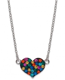 A loving glance. Unwritten's sterling silver necklace features a heart-shaped pendant adorned with multicolored crystals for a stylish touch. Approximate length: 18 inches. Approximate drop: 1/3 inch. A loving glance. Unwritten's sterling silver necklace features a heart-shaped pendant adorned with multicolored crystals for a stylish touch. Approximate length: 18 inches. Approximate drop: 1/3 inch.