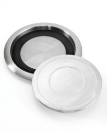 Now that's service. The answer to entertaining, KitchenTrend's collection of stainless steel serving platters uses an oil-filled disk to heat or chill food for up to two hours. Simply place the TemperDisk in the oven or freezer prior to using then place one of the serving plates on the insulating ring and outer tray for an instant solution to creating sensational dishes. Now that's service. The answer to entertaining, KitchenTrend's collection of stainless steel serving platters uses an oil-filled disk to heat or chill food for up to two hours. Simply place the TemperDisk in the oven or freezer prior to using then place one of the serving plates on the insulating ring and outer tray for an instant solution to creating sensational dishes.