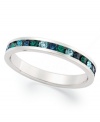 Traditions beautiful stacking ring is perfect when paired with other slim rings, but makes a pretty sparkling statement all its own. Crafted in sterling silver, a thin band features a round-cut gradation of blue and green crystals with Swarovski elements. Size 5-10.