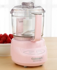 Add a touch of pink to your food prep. This peppy little food processor makes a big impression with patented reversible blades and an innovative design to help you switch seamlessly from chopping to grinding with the push of a button. 18-month manufacturer's warranty. Model DLC-2A. Add a touch of pink to your food prep. This peppy little food processor makes a big impression with patented reversible blades and an innovative design to help you switch seamlessly from chopping to grinding with the push of a button. 18-month manufacturer's warranty. Model DLC-2A.