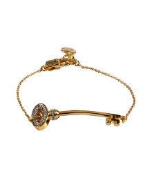 Bring the bling with this quirky-cool key bracelet Juicy Couture - Gold-tone key charm with crystal embellishment on a gold-tone brass chain - Pair with a casual cocktail look or an elevated jeans-and-tee combo Bring the bling with this quirky-cool key bracelet Juicy Couture - Gold-tone key charm with crystal embellishment on a gold-tone brass chain - Pair with a casual cocktail look or an elevated jeans-and-tee combo