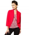 Get a layered look in one clever top with this look from Elementz. An open-front cardigan features a printed inset for a no-fuss topper - try it with jeans or skinny pants!