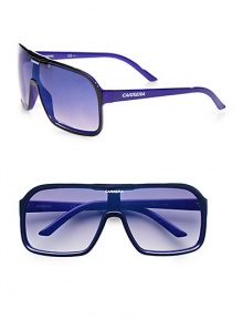 A sporty look for the weekend with lightweight plastic blue-and black frames and temple and front logo details.OptylBlue lens100% UV protectiveMade in Italy A sporty look for the weekend with lightweight plastic blue-and black frames and temple and front logo details.OptylBlue lens100% UV protectiveMade in Italy