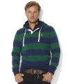 Combining the preppy heritage of a rugby with the comfort of a hoodie, this relaxed-fitting pullover blends the best of both worlds in an ultra-soft fleece construction.