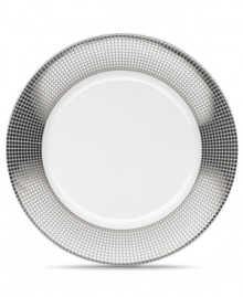 Go platinum. Sparkling squares in white porcelain give the Pembroke Platinum accent plates a look that's festive yet refined. A brilliant addition to a contemporary dinnerware collection by Noritake. Go platinum. Sparkling squares in white porcelain give the Pembroke Platinum accent plates a look that's festive yet refined. A brilliant addition to a contemporary dinnerware collection by Noritake.