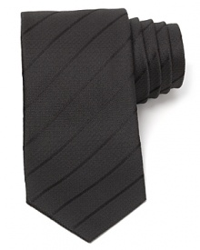 Perfect for a night on the town, this handsome stripe tie is crafted in super-soft Italian silk for just the right touch. Perfect for a night on the town, this handsome stripe tie is crafted in super-soft Italian silk for just the right touch.