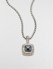 From the Petite Albion Collection. A sleek design with dazzling pavé diamonds surrounding a hematite stone set in sterling silver on a box link chain. HematiteDiamonds, .2 tcwSterling silverLength, about 17Pendant size, about ¼Lobster clasp closureImported From the Petite Albion Collection. A sleek design with dazzling pavé diamonds surrounding a hematite stone set in sterling silver on a box link chain. HematiteDiamonds, .2 tcwSterling silverLength, about 17Pendant size, about ¼Lobster clasp closureImported