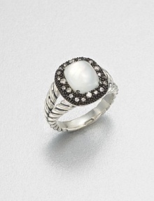 From the Moonlight Ice Collection. A luminous moonstone cabochon is surrounded by brilliant diamonds set in blackened sterling silver. MoonstoneDiamonds, .21 tcwBlackened sterling silverSterling silverWidth, about .39Imported From the Moonlight Ice Collection. A luminous moonstone cabochon is surrounded by brilliant diamonds set in blackened sterling silver. MoonstoneDiamonds, .21 tcwBlackened sterling silverSterling silverWidth, about .39Imported