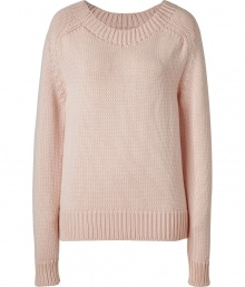 With a pretty powdery pink hue, this versatile wool pullover is an effortless style solution for your new season staples - Round neck, long sleeves, ribbed cuffs and hem, slim silhouette - Wear with skinny jeans, cropped trousers, modernized chinos, or a mini-skirt