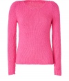 Vibrant color and warmth in one - Fashionable knit sweater in neon pink with moderately-wide stitches - Slim cut with round neck and long sleeves - Wear with bold-patterned skirt and moto boots for an art opening, with a pencil skirt and knee-high boots for the office, or with jeans, flats and a stylish shopper for the weekend