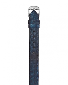 A lustrous metallic navy watch strap in textured calf leather. A lustrous metallic navy watch strap in textured calf leather.