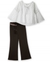 Flared sleeves give this polka dot top from BCX a fluttery flow.