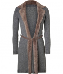 Finish your winter look on a flawless note with Steffen Schrauts ultra luxurious fur trimmed cashmere cardigan - Notched collar, long sleeves, ribbed trim, leather belted waistline - Long lean fit - Wear with tailored shirts, figure-hugging trousers and ankle boots Finish your winter look on a flawless note with Steffen Schrauts ultra luxurious fur trimmed cashmere cardigan - Notched collar, long sleeves, ribbed trim, leather belted waistline - Long lean fit - Wear with tailored shirts, figure-hugging trousers and ankle boots