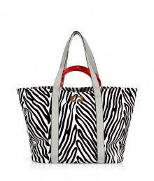 Tote around your daily essentials with this fashionable carryall from Diane von Furstenberg -Classic tote style, dual leather carrying handles, two large inside pockets, all-over zebra print - Perfect for daily use, work, or off-duty cool Tote around your daily essentials with this fashionable carryall from Diane von Furstenberg -Classic tote style, dual leather carrying handles, two large inside pockets, all-over zebra print - Perfect for daily use, work, or off-duty cool