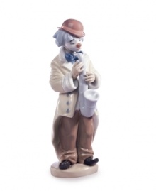 What a clown. The Sad Sax figurine from Lladro gets ready to play the blues, featuring a lavender saxophone and look of true sorrow in his painted frown face. What a clown. The Sad Sax figurine from Lladro gets ready to play the blues, featuring a lavender saxophone and look of true sorrow in his painted frown face.