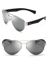 These Ray-Ban sunglasses combine the best of two of the brand's standby designs: aviator framed lenses and wayfarer-style arms.