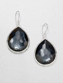 From the Wonderland Collection. Rich, faceted hematite doublet set in hammered sterling silver in a teardrop design. Hematite doubletSterling silverDrop, about 1.7Hook backImported From the Wonderland Collection. Rich, faceted hematite doublet set in hammered sterling silver in a teardrop design. Hematite doubletSterling silverDrop, about 1.7Hook backImported