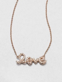 Dazzling diamonds set in warm 14k rose gold on a link chain. Diamonds, .11 tcw14k rose goldLength, about 16Pendant size, about .66Spring ring closureImported Dazzling diamonds set in warm 14k rose gold on a link chain. Diamonds, .11 tcw14k rose goldLength, about 16Pendant size, about .66Spring ring closureImported