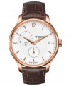 Add a vintage touch to your look with the subtle details on this Tradition watch from Tissot.