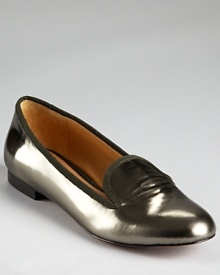 In bronze leather, Mark+James by Badgley Mischka's metallic smoking flats lend a menswear-inspired look.