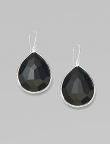 A large faceted drop of black onyx in a sterling silver setting.Black onyx Sterling silver Length, about 1 Width, about ¾ Earwires Imported A large faceted drop of black onyx in a sterling silver setting.Black onyx Sterling silver Length, about 1 Width, about ¾ Earwires Imported