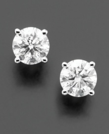 Every girl's best friend - add a little sparkle with sophisticated studs. Earrings feature round-cut diamond (1-1/2 ct. t.w.) in a polished 18k white gold setting. IGI Certified diamonds.