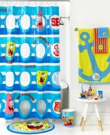 Who lives in a pineapple under the sea? Spongebob Squarepants decorates the bath with this playful shower curtain, featuring the one and only Spongebob and his best friend Patrick all in bright colors pleasing to your little ones. Who lives in a pineapple under the sea? Spongebob Squarepants decorates the bath with this playful shower curtain, featuring the one and only Spongebob and his best friend Patrick all in bright colors pleasing to your little ones.