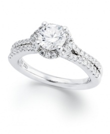 The stunning Hearts.Arrows.Together™14k white gold engagement ring features diamonds cut with an arrow pattern visible from above and heart pattern visible from below (total 1-1/2 ct. t.w.). Ring comes with a certificate and viewer which allows you to see the difference for yourself. The stunning Hearts.Arrows.Together™14k white gold engagement ring features diamonds cut with an arrow pattern visible from above and heart pattern visible from below (total 1-1/2 ct. t.w.). Ring comes with a certificate and viewer which allows you to see the difference for yourself.