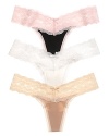 A super soft thong with thick lace trim at legs for a flattering silhouette.