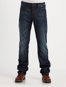 Relaxed straight-leg fit with the lived-in look of a longtime favorite in a clean medium-dark rinse.Button flyInseam, about 3498% cotton/ 2% elastaneDry cleanMade in USA Relaxed straight-leg fit with the lived-in look of a longtime favorite in a clean medium-dark rinse.Button flyInseam, about 3498% cotton/ 2% elastaneDry cleanMade in USA