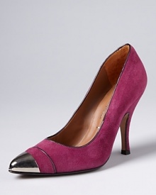 Designer Donald J Pliner caps off his on-trend pointed toe pumps with a metallic flourish. Think of them as jewelry for your feet-the perfect dressed-up pair for the office. Designer Donald J Pliner caps off his on-trend pointed toe pumps with a metallic flourish. Think of them as jewelry for your feet-the perfect dressed-up pair for the office.