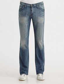 A slim, bootcut fit with the lived-in look of a longtime favorite, crafted in Italian stretch denim with unique back flap pockets. Five-pocket style Button fly Back flap pockets Inseam, about 34 98% cotton/2% elastane Made in USA A slim, bootcut fit with the lived-in look of a longtime favorite, crafted in Italian stretch denim with unique back flap pockets. Five-pocket style Button fly Back flap pockets Inseam, about 34 98% cotton/2% elastane Made in USA