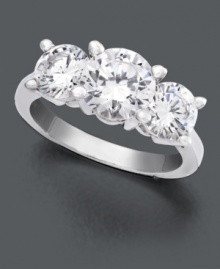 For the moment you'll both remember forever. Treat her to everlasting sparkle with a luminous solitaire diamond (1-1/2 ct. t.w.) accompanied by sparkling side diamonds (3/4 ct. t.w.). An everlasting three stone engagement ring crafted in shining 18k white gold. IGI Certified diamonds. For the moment you'll both remember forever. Treat her to everlasting sparkle with a luminous solitaire diamond (1-1/2 ct. t.w.) accompanied by sparkling side diamonds (3/4 ct. t.w.). An everlasting three stone engagement ring crafted in shining 18k white gold. IGI Certified diamonds.