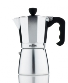 Make extraordinary espresso with extraordinary ease. This polished aluminum espresso press has a classic, timeless appeal that delivers rich taste and flavor that only improves with more time and use. Safe on gas, electric and radiant heat sources, this attractive piece has a soft ergonomic handle and endless versatility. Lifetime warranty. Make extraordinary espresso with extraordinary ease. This polished aluminum espresso press has a classic, timeless appeal that delivers rich taste and flavor that only improves with more time and use. Safe on gas, electric and radiant heat sources, this attractive piece has a soft ergonomic handle and endless versatility. Lifetime warranty.