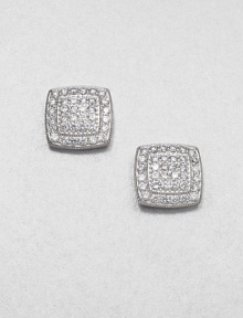 A chic style with pavé stones set in sleek sterling silver with a modern square shape. Cubic zirconiaSterling silverSize, about .5Post backImported A chic style with pavé stones set in sleek sterling silver with a modern square shape. Cubic zirconiaSterling silverSize, about .5Post backImported