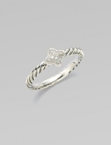 From the Cable Collectibles Collection. Diamond pavé quatrefoil decorates a signature sterling silver band.Diamond, 0.05 tcw Sterling silver Width, about ¼ Imported Additional Information Women's Ring Size Guide From the Cable Collectibles Collection. Diamond pavé quatrefoil decorates a signature sterling silver band.Diamond, 0.05 tcw Sterling silver Width, about ¼ Imported Additional Information Women's Ring Size Guide