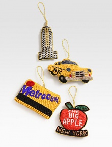 EXCLUSIVELY AT SAKS.COM. These handcrafted ornaments will infuse your Christmas tree with big city style, from renowned designer Sudha Pennathur. Set of 4 ornamentsWoven loops3-3½ eachImported EXCLUSIVELY AT SAKS.COM. These handcrafted ornaments will infuse your Christmas tree with big city style, from renowned designer Sudha Pennathur. Set of 4 ornamentsWoven loops3-3½ eachImported