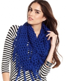 Get caught up in this colorful fishnet infinity scarf from Steve Madden that showcases creative, cool style just in time for winter. Get caught up in this colorful fishnet infinity scarf from Steve Madden that showcases creative, cool style just in time for winter.
