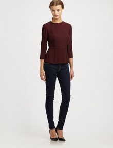 Delicate silk crepe in a top-fit silhouette with flared peplum from waist to hem.JewelneckThree-quarter sleevesBodice dartsSet-in waistCenter back zipperAbout 25 from shoulder to hemSilkDry cleanImportedModel shown is 5'9½ (176cm) wearing US size 4. Delicate silk crepe in a top-fit silhouette with flared peplum from waist to hem.JewelneckThree-quarter sleevesBodice dartsSet-in waistCenter back zipperAbout 25 from shoulder to hemSilkDry cleanImportedModel shown is 5'9½ (176cm) wearing US size 4.