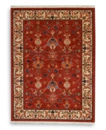 A long runner that is ideal for hallways and entryways. In homage to renowned artist William Morris, this rug features his signature vine and pomegranate motifs framed by an acanthus leaf border inspired by a Morris & Co. tapestry. A special dyeing process imparts subtle shadings to a dynamic palette of blues, greens, terra cotta, saffron yellow and ivory tones on a warm red ground. The resulting striated effect recreates the depth of hue achieved by aged vegetable dyes. Woven of premium worsted wool and finished with a patented luster wash for indulgent softness. A long runner that is ideal for hallways and entryways. In homage to renowned artist William Morris, this rug features his signature vine and pomegranate motifs framed by an acanthus leaf border inspired by a Morris & Co. tapestry. A special dyeing process imparts subtle shadings to a dynamic palette of blues, greens, terra cotta, saffron yellow and ivory tones on a warm red ground. The resulting striated effect recreates the depth of hue achieved by aged vegetable dyes. Woven of premium worsted wool and finished with a patented luster wash for indulgent softness.