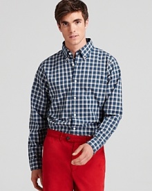 A bold check adorns this classic button-down shirt from Jack Spade. A bold check adorns this classic button-down shirt from Jack Spade.