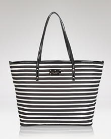 Get in line with this nylon diaper bag from kate spade new york. Splashed in style-setting stripes, it's a playful way to keep your babe's essentials stowed. Get in line with this nylon diaper bag from kate spade new york. Splashed in style-setting stripes, it's a playful way to keep your babe's essentials stowed.