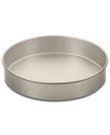 Make a cake for it! Showoff your best baking skills with this heavy-gauge aluminized steel cake pan, which heats evenly and features a nonstick finish that knows when to let go & how to clean up quick & easy. A dishwasher-safe design eliminates any bother after baking, plus the thick rolled edges on the pan prevent warping for a lifetime of use. Lifetime warranty. Make a cake for it! Showoff your best baking skills with this heavy-gauge aluminized steel cake pan, which heats evenly and features a nonstick finish that knows when to let go & how to clean up quick & easy. A dishwasher-safe design eliminates any bother after baking, plus the thick rolled edges on the pan prevent warping for a lifetime of use. Lifetime warranty.