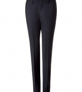 Sleek and sophisticated, these classic pants from PS by Paul Smith effortlessly transition from the office to evening - Flat front, belt loops, off-seam pockets, back welt pockets with buttons, straight leg with creases, slim fit - Style with a matching blazer or a cashmere pullover and a leather jacket