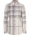 Effortless and iconic with its crinkled cotton check, Burberry Brits classic button-down lends a characteristic cool edge to every outfit - Small pointed collar, long sleeves, buttoned cuffs, button-down front, shirttail hemline - Tailored fit - Wear with everything from jeans and flats to pencil skirts and heels