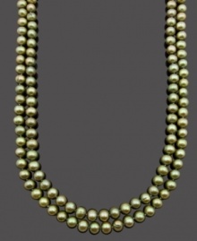 An instant style revival. Two rows of shimmering green cultured freshwater pearls (8-9 mm) add a spring-time touch to any look. Clasp crafted in sterling silver. Approximate length: 18 inches. An instant style revival. Two rows of shimmering green cultured freshwater pearls (8-9 mm) add a spring-time touch to any look. Clasp crafted in sterling silver. Approximate length: 18 inches.