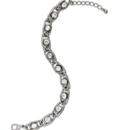 Find inspiration in glamorous shine. This link bracelet form Charter Club sparkles with glass crystal clusters. Crafted in imitation-rhodium tone mixed metal. Approximate length: 7 inches + 1-inch extender.