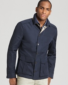 This lightweight reversible jacket has a slim, modern fit and keeps your look cool and polished. This lightweight reversible jacket has a slim, modern fit and keeps your look cool and polished.