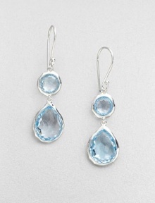 From the Rock Candy® Collection. A snowman drop design featuring faceted blue topaz stones set in sleek sterling silver. Blue topazSterling silver Drop, about 1.5Hook backImported 